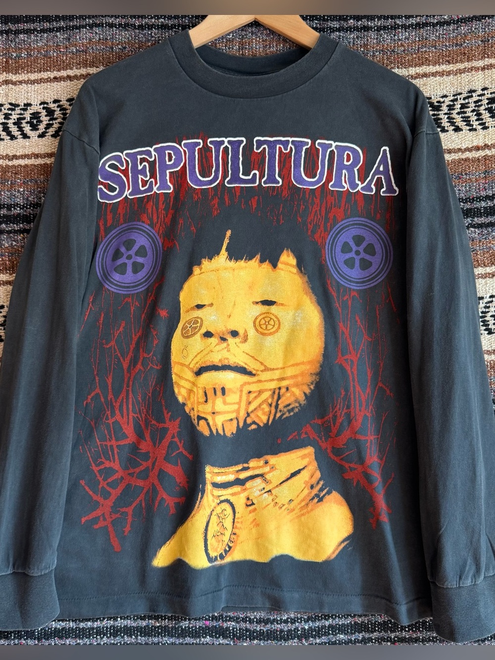 Sepultura Bloody Roots Brazil Long Sleeve Shirt L Black Band Tee Reprint